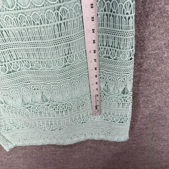 Eva Mendes Dress Women M Medium Blue Geometric Crochet Sheath Midi Zipper Lined - Picture 7 of 8